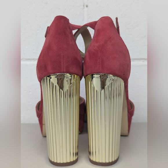 new MICHAEL MICHAEL KORS Women's Porter Ankle-Strap Block-Heel Sandals sz10 - Picture 3 of 10